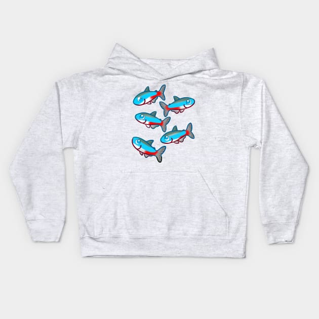 Neon Tetras Kids Hoodie by leashonlife